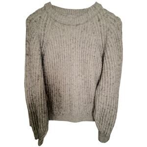 Madewell Women's XL Gray Ribbed Cotton Merino Wool Blend Pullover Sweater